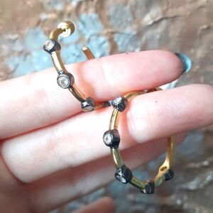 NWOT Massimo Dutti Gold Plated and Crystal Hoop Earrings